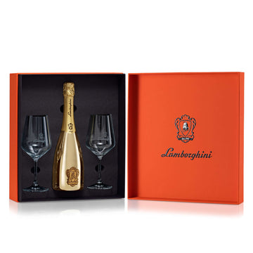 LAMBORGHINI GOLD SPARKLING WINE GIFT with 2GLASES 750mlx3